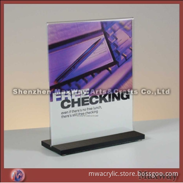Transparent Elegant Acrylic/Perspex Menu Holder with Black Base